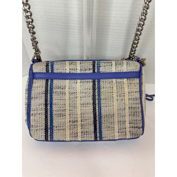 Rebecca Minkoff Mini Crossbody Bag Blue Striped Woven Leather Trim -see pics - Picture 4 of 8